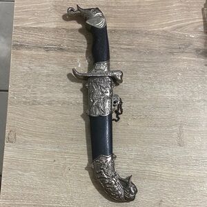 Vintage Silver and Black Tone Decorative Elephant Theme Dagger